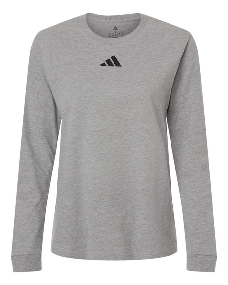 Adidas Women's Fresh Long Sleeve T-Shirt. AT109 - Medium Grey Heather/ Black