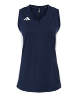 Adidas Women's Quickset V-Neck Sleeveless Jersey. AT120 - Team Navy Blue/ White