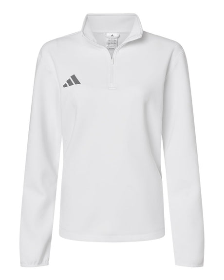 Adidas Women's 3-Stripes Quarter-Zip Pullover. AT401 - White/ Team Grey Four