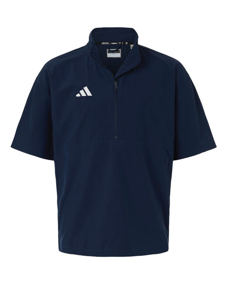 Adidas Men's Short Sleeve Quarter-Zip Pullover. AT505 - Team Navy Blue/ White
