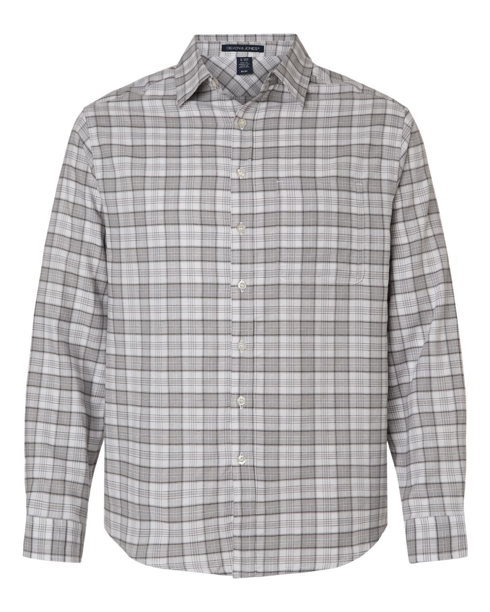 Devon & Jones Men's Concord Yarn-Dye Flannel Shirt. DG508 - Graphite/ Grey/ White
