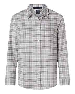 Devon & Jones Women's Concord Yarn-Dye Flannel Shirt. DG508W - Graphite/ Grey/ White