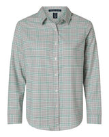 Devon & Jones Women's Concord Yarn-Dye Flannel Shirt. DG508W - Grey/ Balsam Green/ White