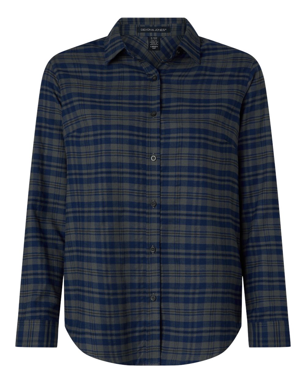 Devon & Jones Women's Concord Yarn-Dye Flannel Shirt. DG508W - Midnight Royal/ Graphite/ Black