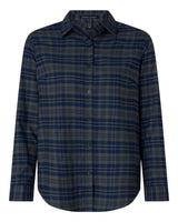 Devon & Jones Women's Concord Yarn-Dye Flannel Shirt. DG508W - Midnight Royal/ Graphite/ Black