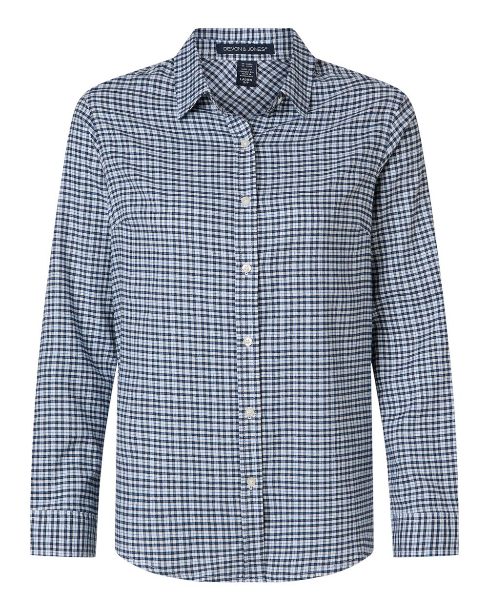 Devon & Jones Women's Concord Yarn-Dye Flannel Shirt. DG508W - Navy/ French Blue/ White