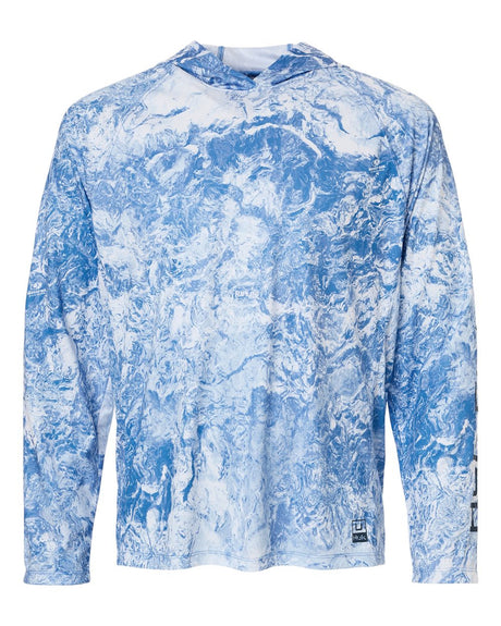 HUK Men's Pursuit Mossy Oak Printed Hooded Long Sleeve T-Shirt. H12L0047 - Regatta