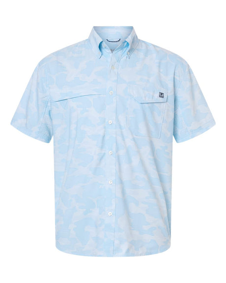 HUK Men's Tidepoint Printed Short Sleeve Shirt. H1500220 - Coastal Drift
