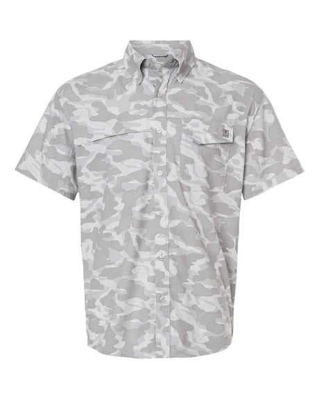 HUK Men's Tidepoint Printed Short Sleeve Shirt. H1500220 - Seagull