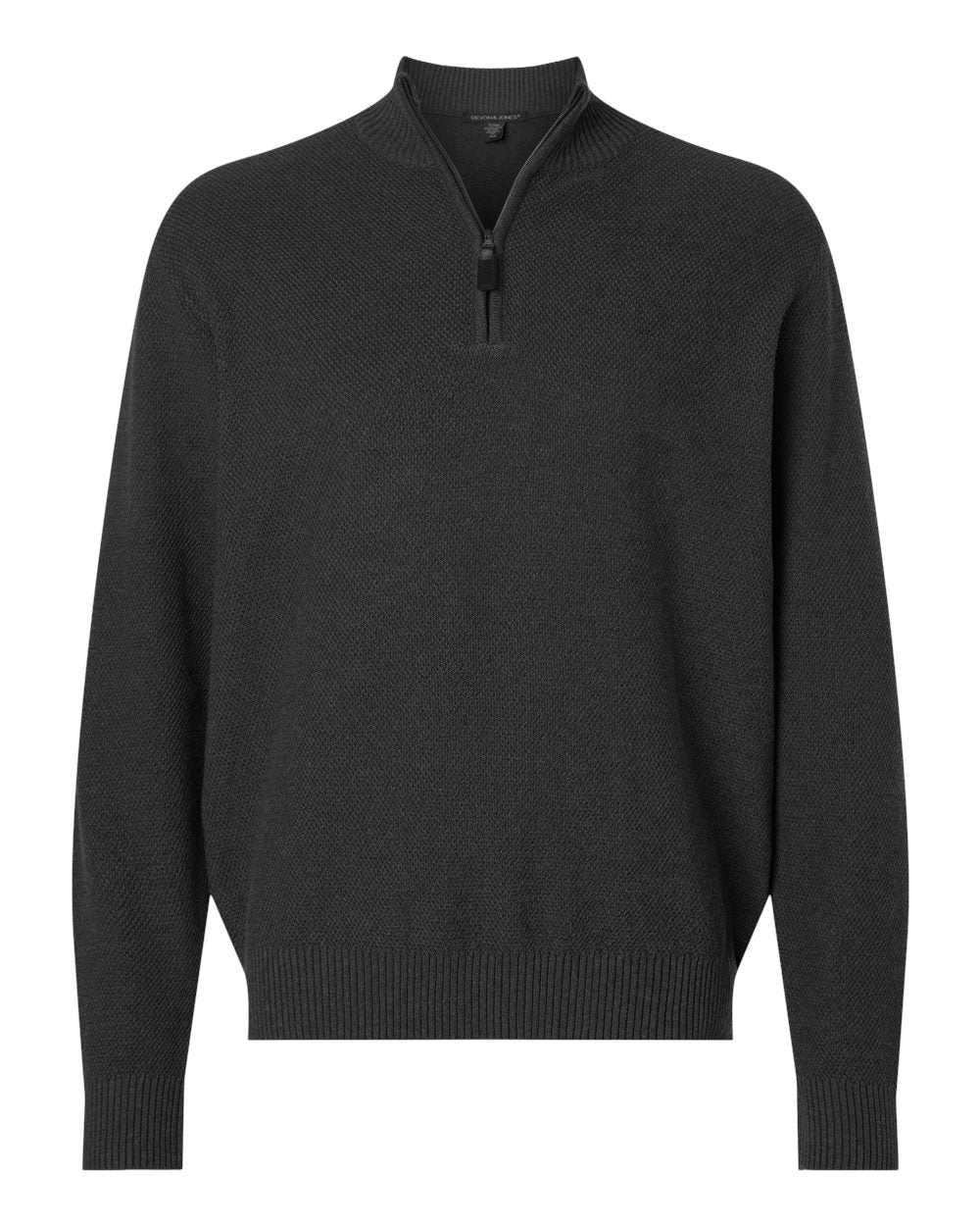 Devon & Jones Men's Hartland Textured Quarter Zip Sweater. DG450 - Black Melange