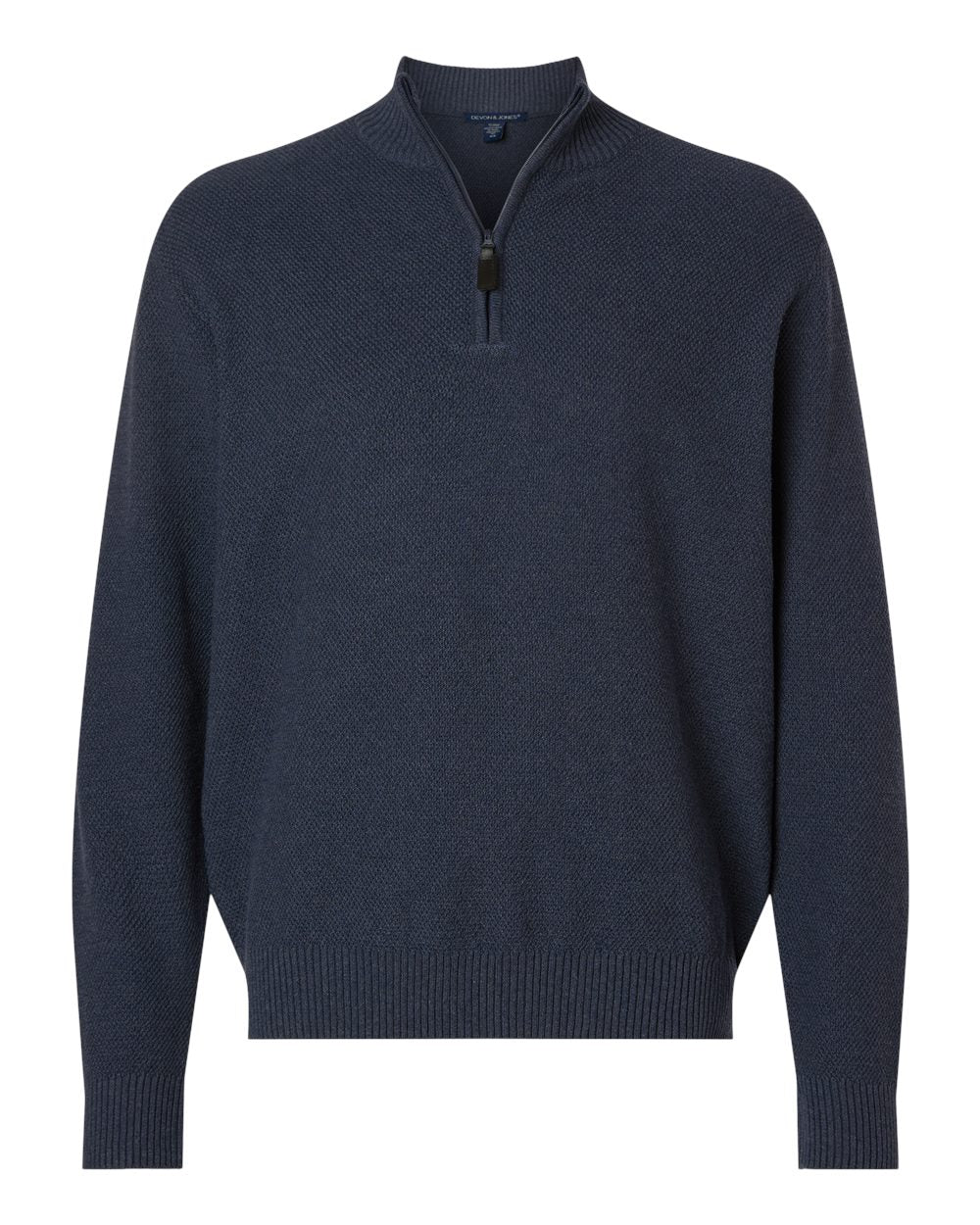 Devon & Jones Men's Hartland Textured Quarter Zip Sweater. DG450 - Navy Melange