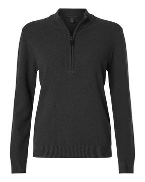 Devon & Jones Women's Hartland Textured Quarter Zip Sweater. DG450W - Black Melange