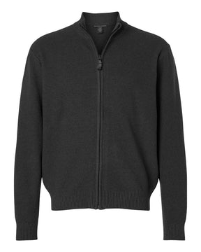Devon & Jones Men's Hartland Textured Full Zip Sweater. DG451 - Black Melange