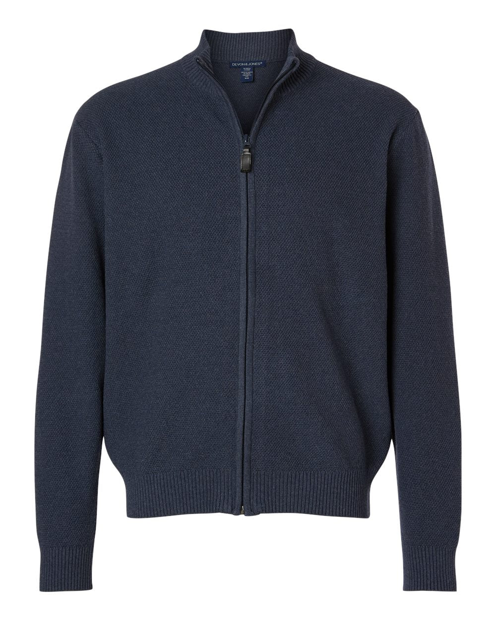 Devon & Jones Men's Hartland Textured Full Zip Sweater. DG451 - Navy Melange