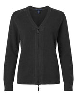 Devon & Jones Women's Hartland Textured Full Zip Sweater. DG451W - Black Melange