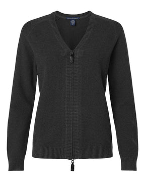 Devon & Jones Women's Hartland Textured Full Zip Sweater. DG451W - Black Melange