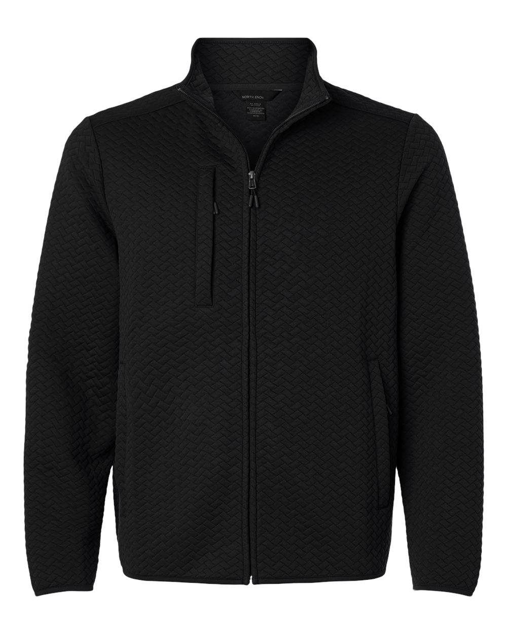 North End Men's Aspen Herringbone Fleece Full-Zip. NE425 - Black