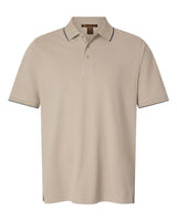 Harriton Men's Valiant Cotton Snag Protect Tipped Polo. M215 - Khaki/ Dark Charcoal