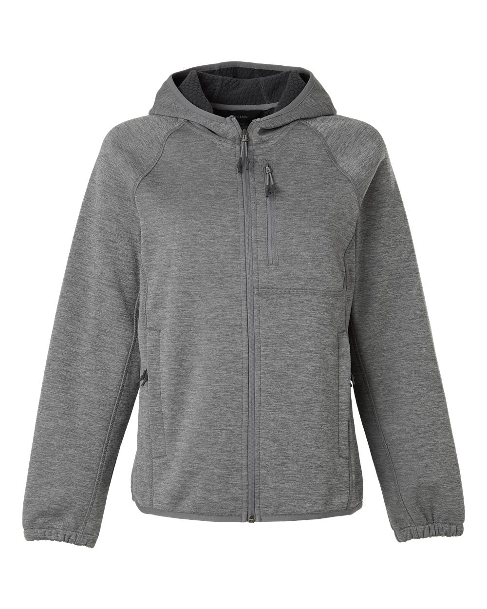 North End Women's Terrain Bonded Fleece Hooded Jacket. NE430W - Light Heather