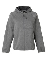 North End Women's Terrain Bonded Fleece Hooded Jacket. NE430W - Light Heather