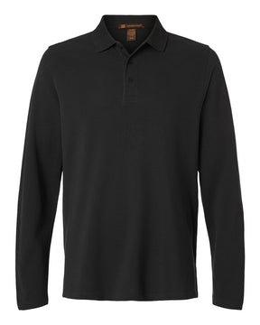 Harriton Men's Valiant Cotton Snag Protect Long-Sleeve Polo. M205L - Black