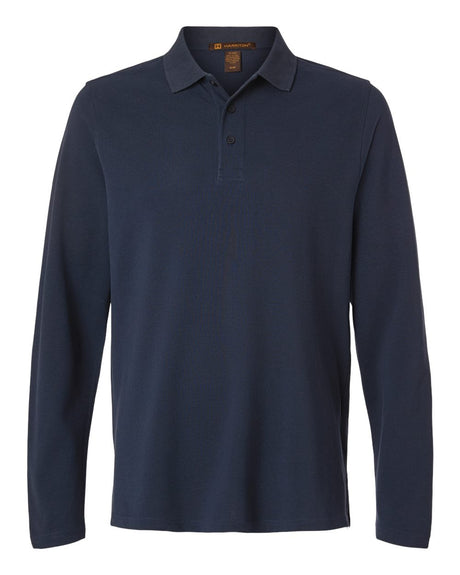 Harriton Men's Valiant Cotton Snag Protect Long-Sleeve Polo. M205L - Dark Navy