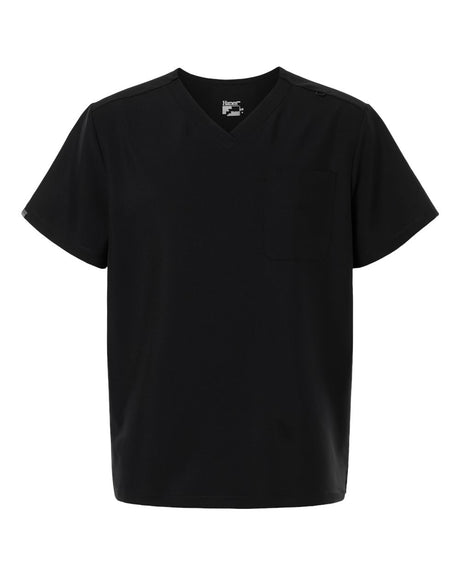Hanes Men's V-Neck 1 Pocket Scrub Top. HMB000 - Black
