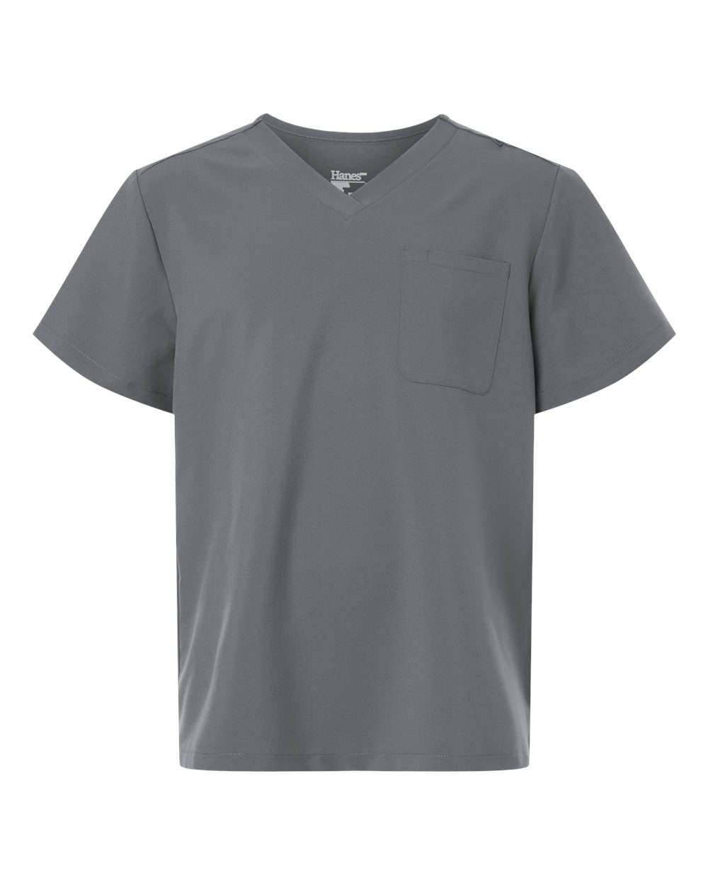 Hanes Men's V-Neck 1 Pocket Scrub Top. HMB000 - Grey