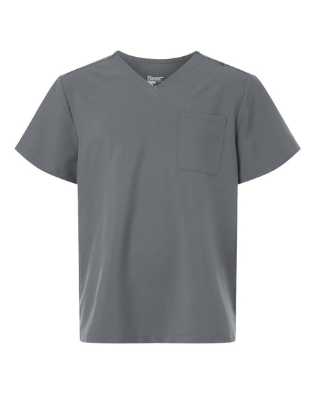 Hanes Men's V-Neck 1 Pocket Scrub Top. HMB000 - Grey
