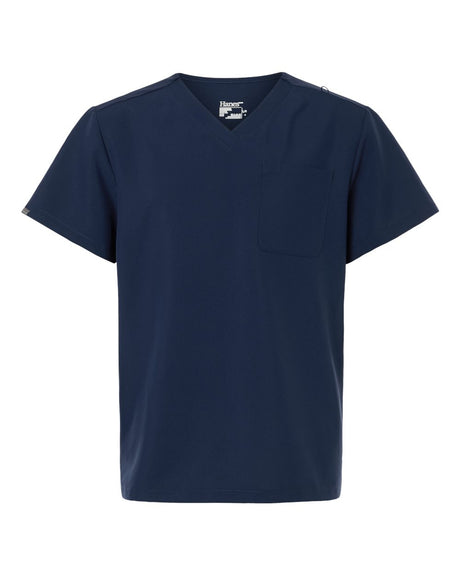Hanes Men's V-Neck 1 Pocket Scrub Top. HMB000 - Navy