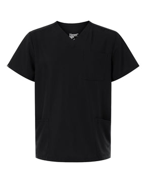 Hanes Men's V-Neck 3 Pocket Scrub Top. HMB002 - Black