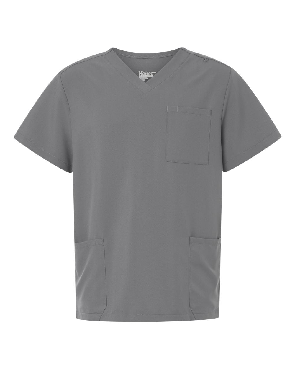 Hanes Men's V-Neck 3 Pocket Scrub Top. HMB002 - Grey