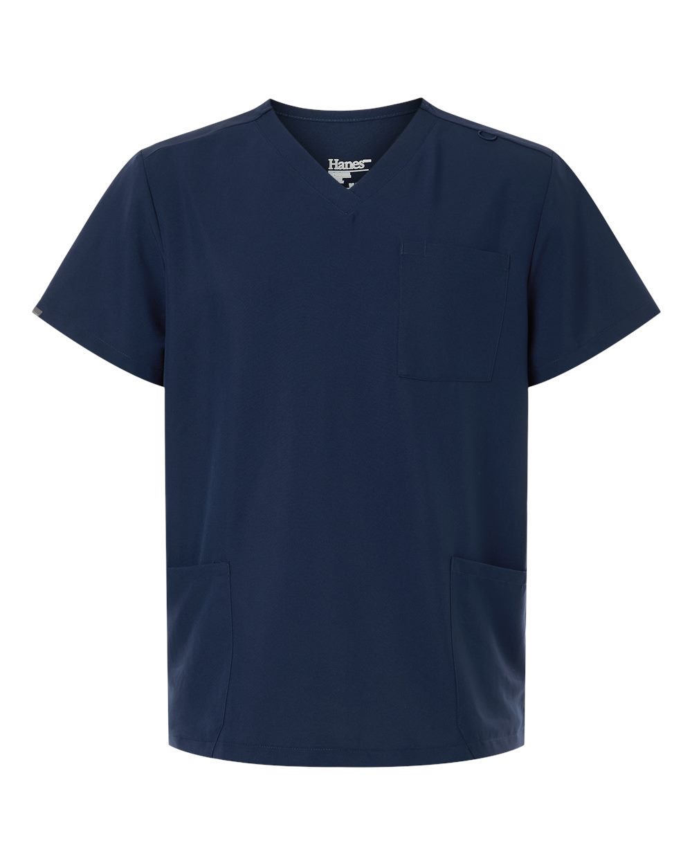 Hanes Men's V-Neck 3 Pocket Scrub Top. HMB002 - Navy