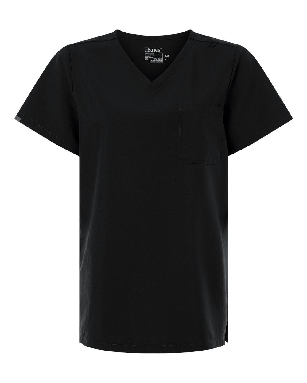 Hanes Women's V-Neck 1 Pocket Scrub Top. HSB000 - Black