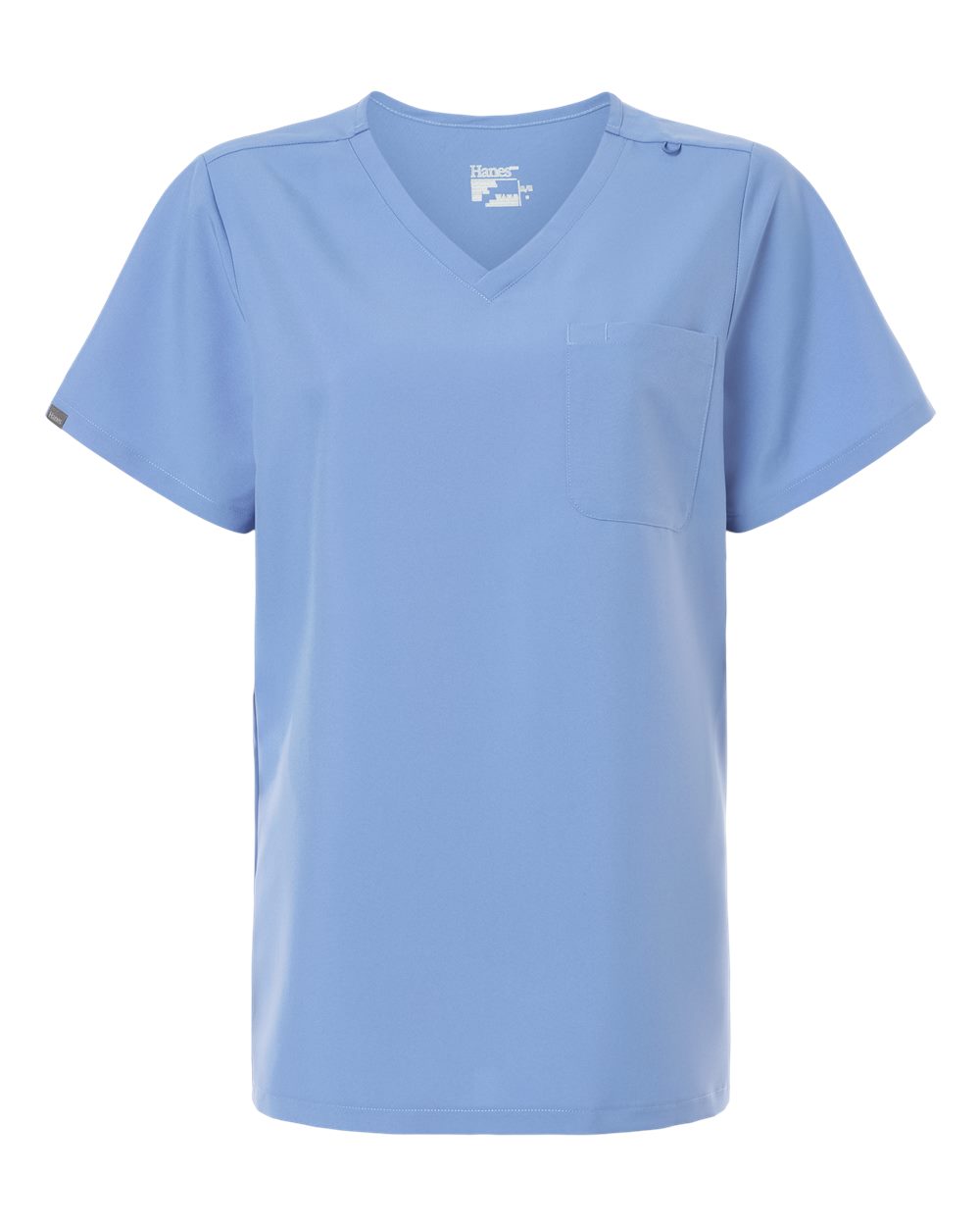 Hanes Women's V-Neck 1 Pocket Scrub Top. HSB000 - Ceil Blue