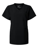 Hanes Women's V-Neck 3 Pocket Scrub Top. HSB002 - Black