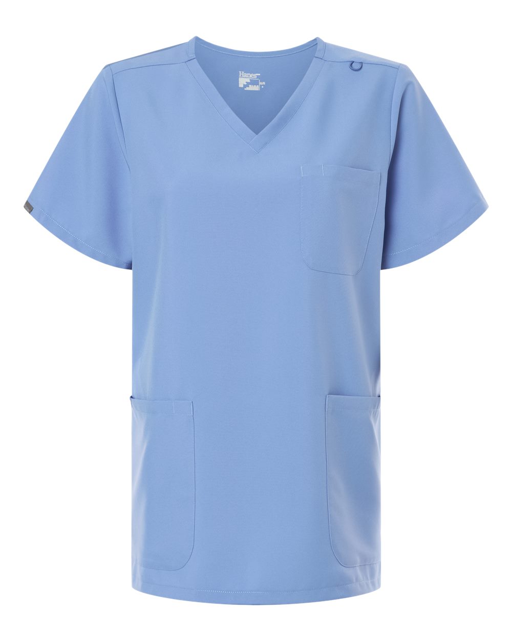 Hanes Women's V-Neck 3 Pocket Scrub Top. HSB002 - Ceil Blue