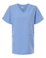 Hanes Women's V-Neck 3 Pocket Scrub Top. HSB002 - Ceil Blue