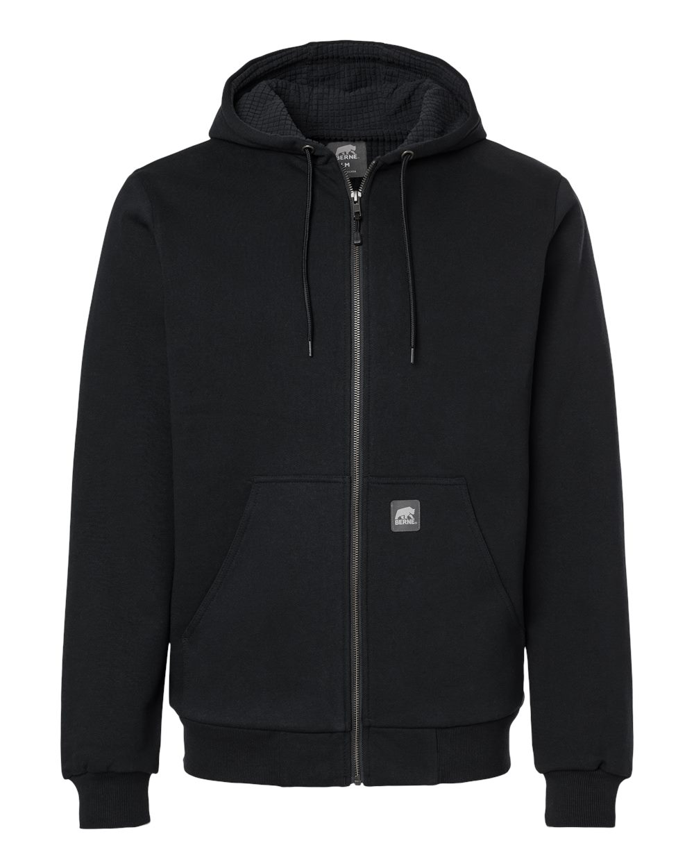 Berne Apparel Men's Heritage Grid Fleece-Lined Full-Zip Hooded Sweatshirt. SZ107 - Black