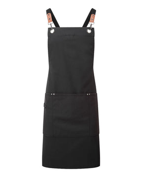 Artisan Collection by Reprime Unisex Clip & Clasp Cross-Back Bib Apron. RP182 - Black