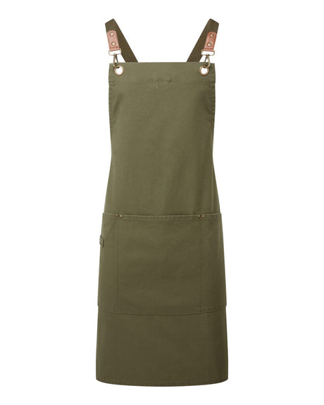 Artisan Collection by Reprime Unisex Clip & Clasp Cross-Back Bib Apron. RP182 - Olive