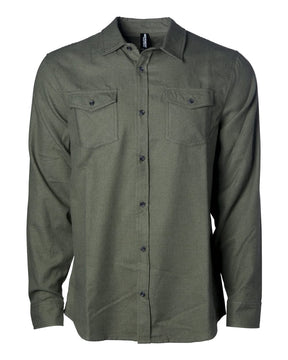 Independent Trading Co. Unisex Flannel Shirt. EXP50F - Army Heather