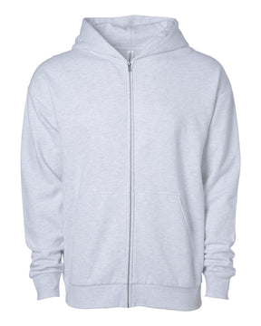 Independent Trading Co. Unisex Avenue Midweight Full-Zip Hooded Sweatshirt. IND280ZIP - Ash Heather