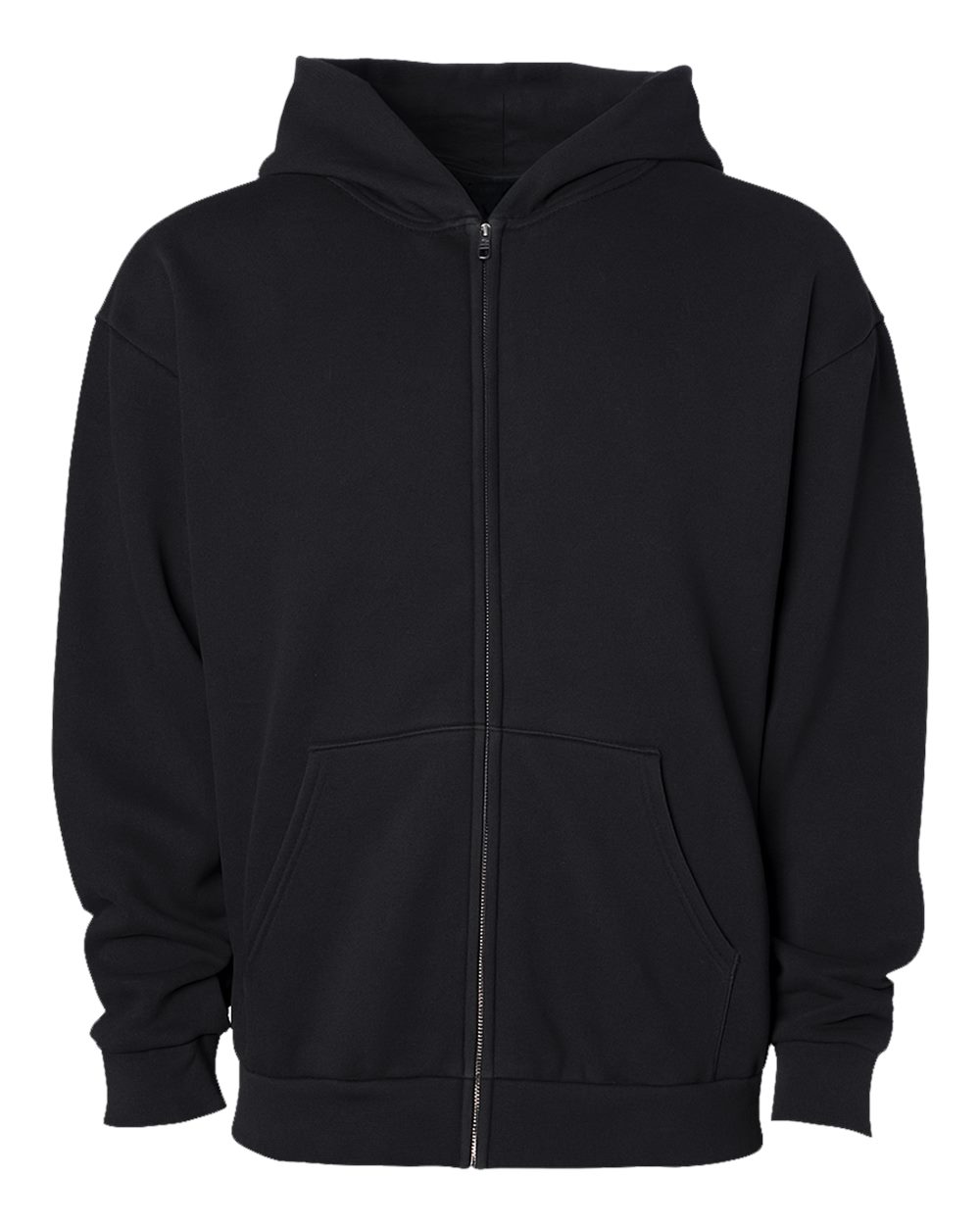 Independent Trading Co. Unisex Mainstreet Heavyweight Full-Zip Hooded Sweatshirt. IND420ZIP - Black