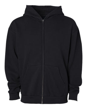 Independent Trading Co. Unisex Mainstreet Heavyweight Full-Zip Hooded Sweatshirt. IND420ZIP - Black