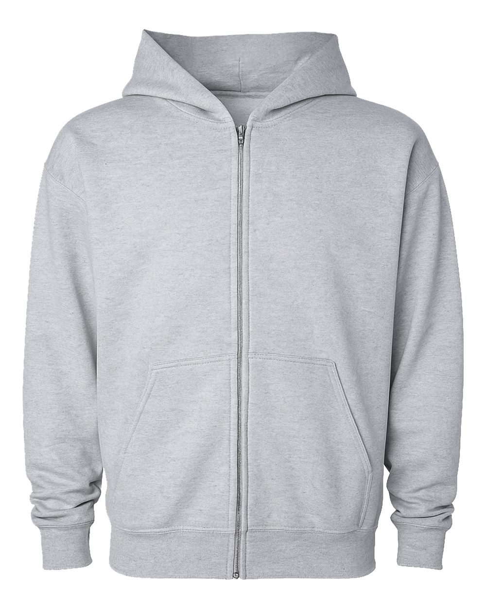 Independent Trading Co. Unisex Mainstreet Heavyweight Full-Zip Hooded Sweatshirt. IND420ZIP - Grey Heather