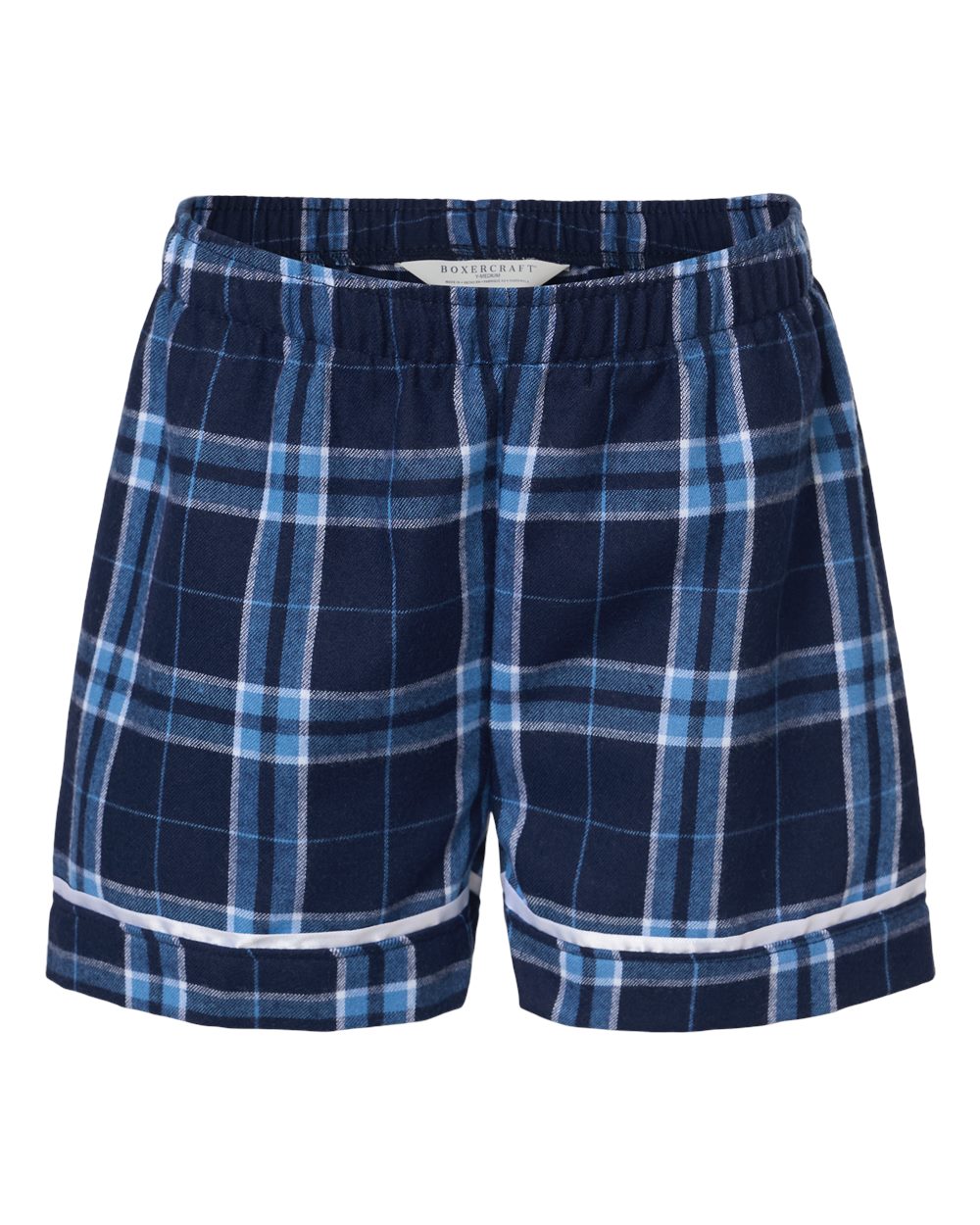 Boxercraft Youth Flannel Shorts. BY6501 - Navy/ Columbia Plaid