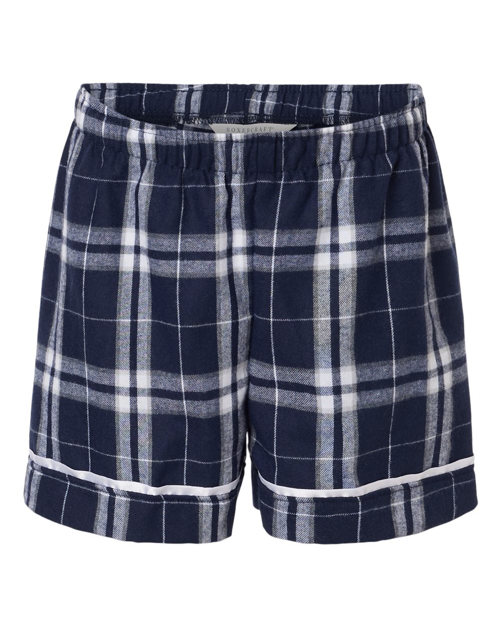 Boxercraft Youth Flannel Shorts. BY6501 - Navy/ Silver Plaid