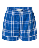 Boxercraft Youth Flannel Shorts. BY6501 - Royal/ Silver Plaid