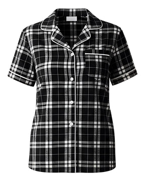 Boxercraft Women's Boxy Flannel Shirt. BW7101 - Black/ White Plaid